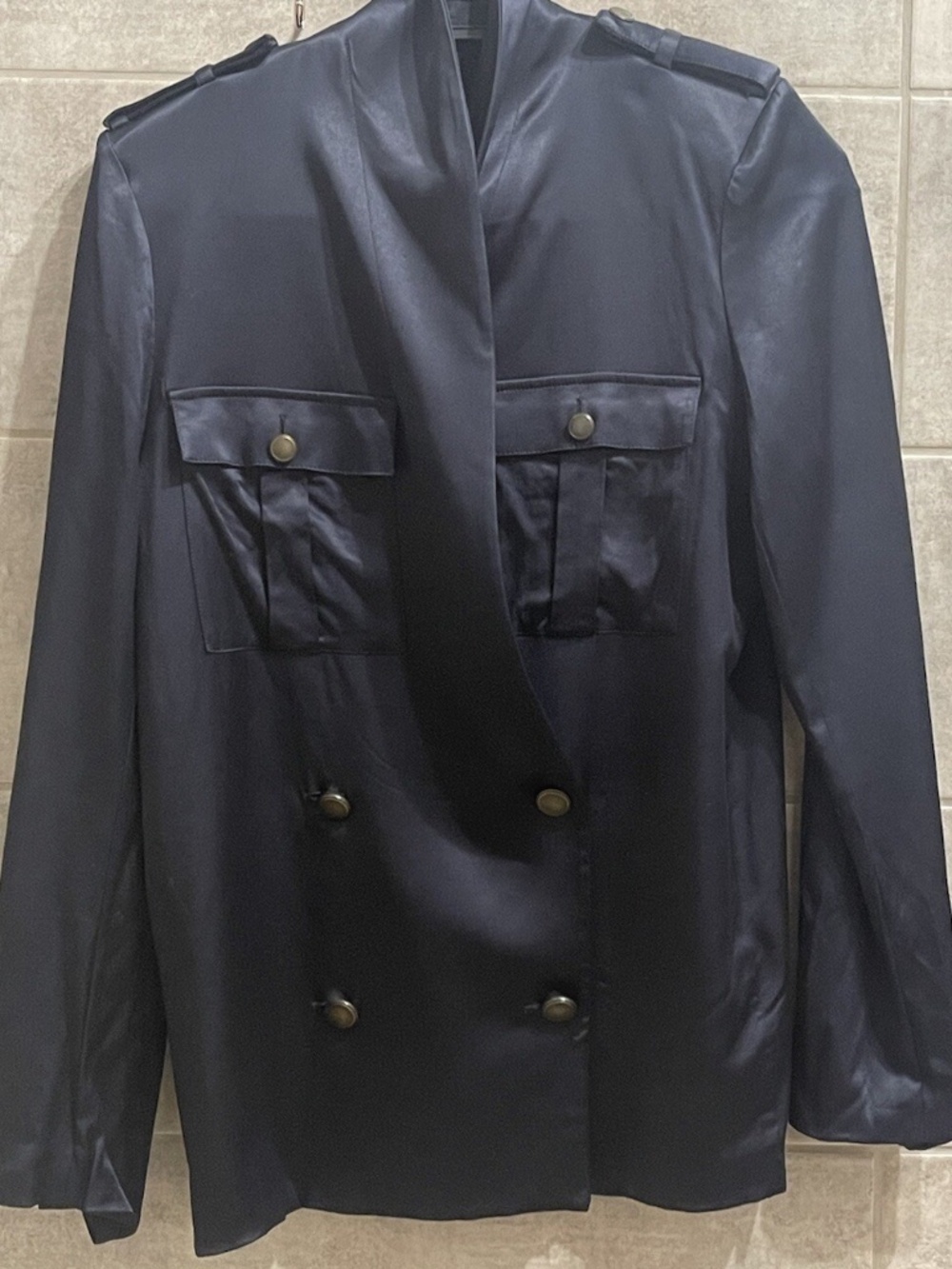 The Kooples Navy Silk Military Blazer | EU 34 / US 2
